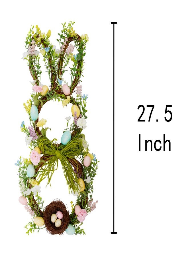 VGIA 27 Inch Easter Wreath for Front Door Bunny Wreath Cute Easter Door Decorations Gifts Pastel Eggs Spring Flower Home Decor Party Holiday - Image 2