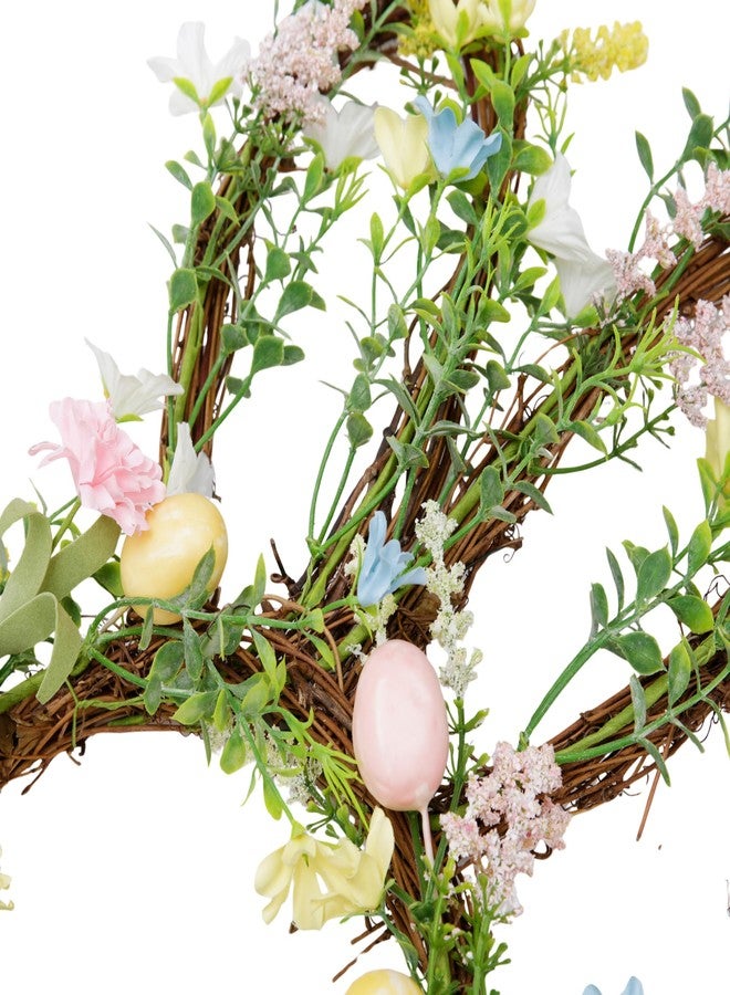 VGIA 27 Inch Easter Wreath for Front Door Bunny Wreath Cute Easter Door Decorations Gifts Pastel Eggs Spring Flower Home Decor Party Holiday - Image 4