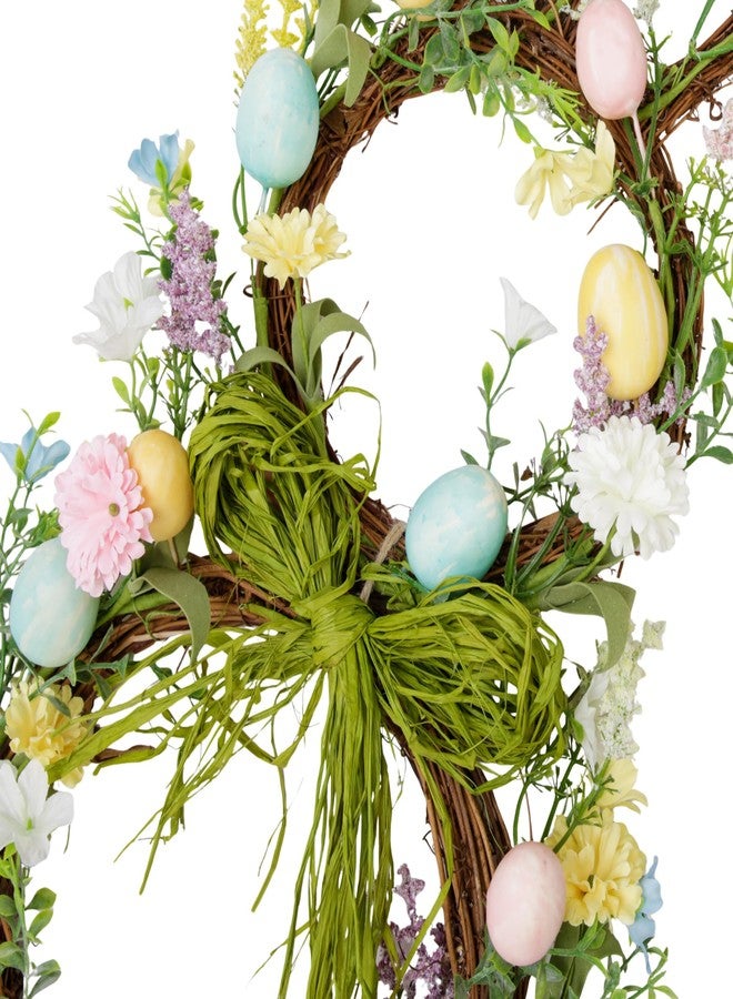 VGIA 27 Inch Easter Wreath for Front Door Bunny Wreath Cute Easter Door Decorations Gifts Pastel Eggs Spring Flower Home Decor Party Holiday - Image 5