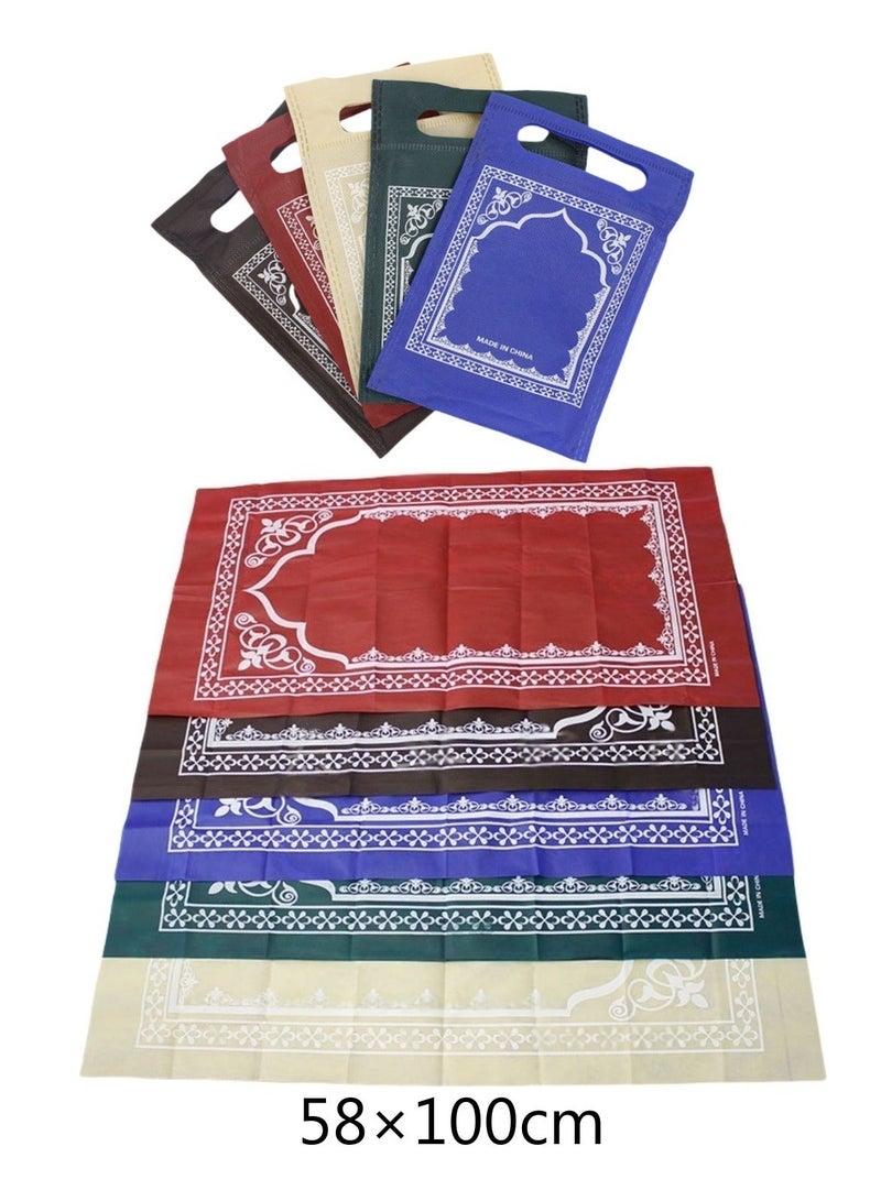 5-PACKS Muslim Disposable Non-woven Prayer Rug, Folding Rug With Handbag 58*100cm (five colors)