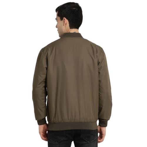 Turtle Men Polyster Solid Regular Fit Full Sleeve Brown Windcheater Jacket - Image 2
