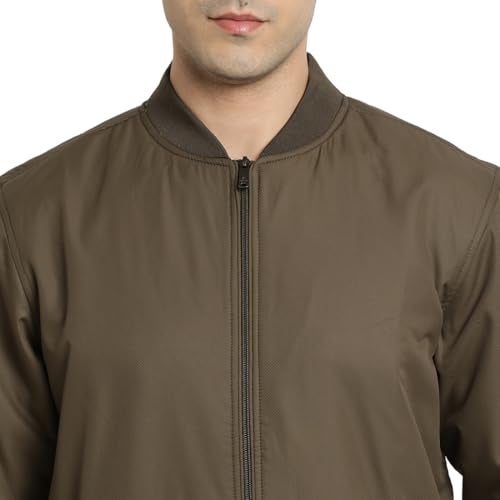 Turtle Men Polyster Solid Regular Fit Full Sleeve Brown Windcheater Jacket - Image 4