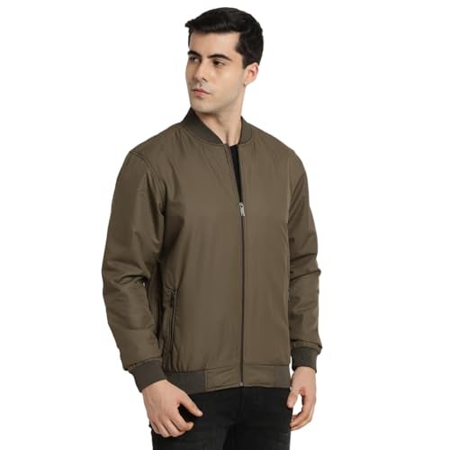 Turtle Men Polyster Solid Regular Fit Full Sleeve Brown Windcheater Jacket - Image 3