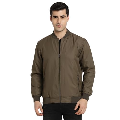 Turtle Men Polyster Solid Regular Fit Full Sleeve Brown Windcheater Jacket - Image 1