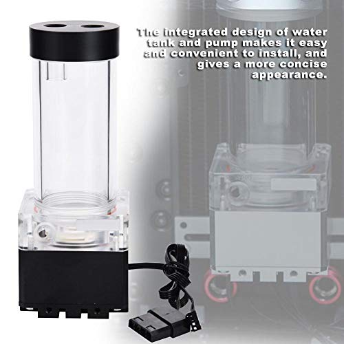 Yoidesu Pump/Reservoir Combo,800L/H PC Water Cooling Integrated Mute,G 1/4" Thread Port PC CPU Water Cooling System Heat Exchanger Tool(17cm-Black) - Image 2
