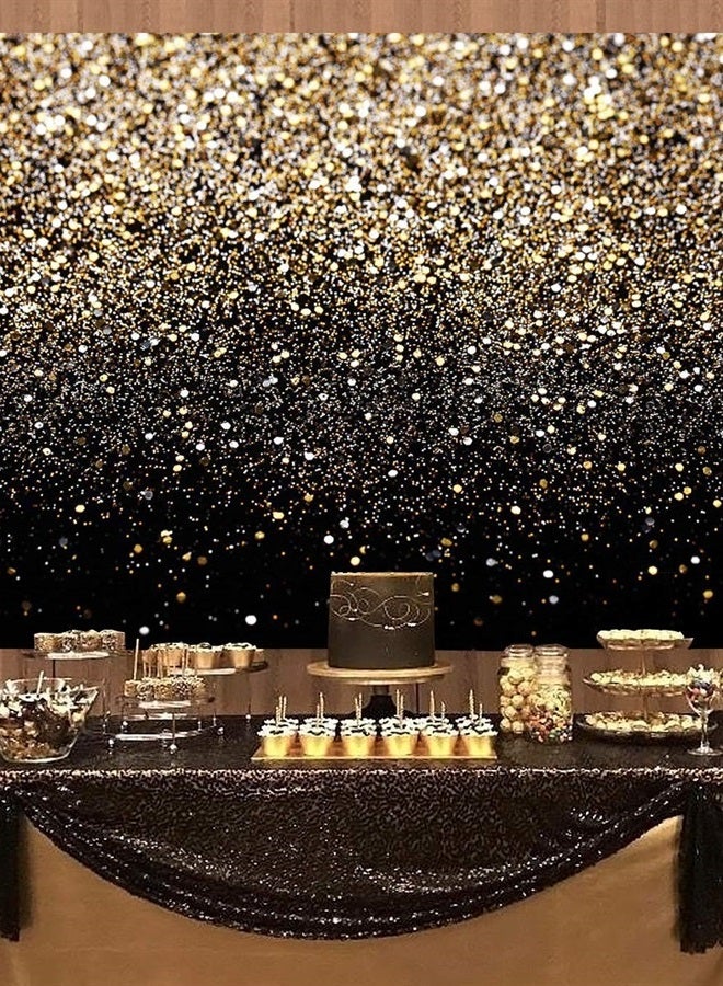 7x5FT Gold Backdrop Glitter Backdrop Gold Spots Bokeh Backdrop Black and Gold Backdrop Wedding Backdrop Gold Backdrop for Parties Vinyl Photography Backdrop 11176