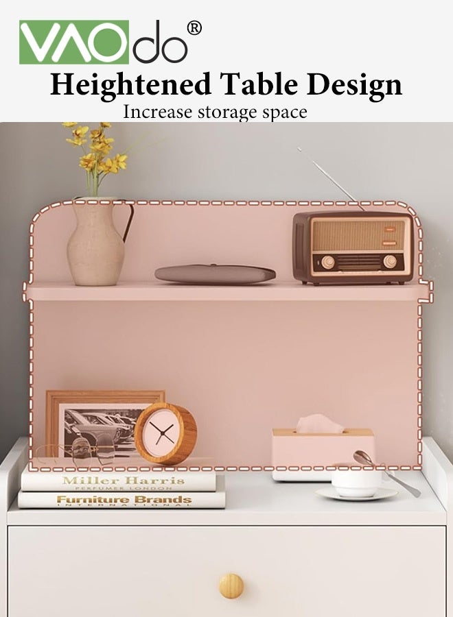 VAOdo Nightstand with 2 Drawers, Modern Bedside Table with Open Wood Shelf, Minimalist Side Table, End Table Easy to Assembly for Bedroom Living Room Small Space White - Image 5