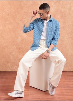The Indian Garage Co Men Slim Fit Checkered Full Sleeves Spread Collar Casual Shirt  - Image 5