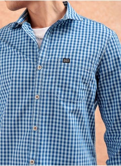 The Indian Garage Co Men Slim Fit Checkered Full Sleeves Spread Collar Casual Shirt  - Image 4