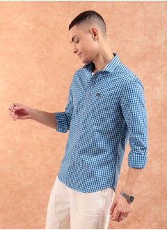 The Indian Garage Co Men Slim Fit Checkered Full Sleeves Spread Collar Casual Shirt  - Image 3