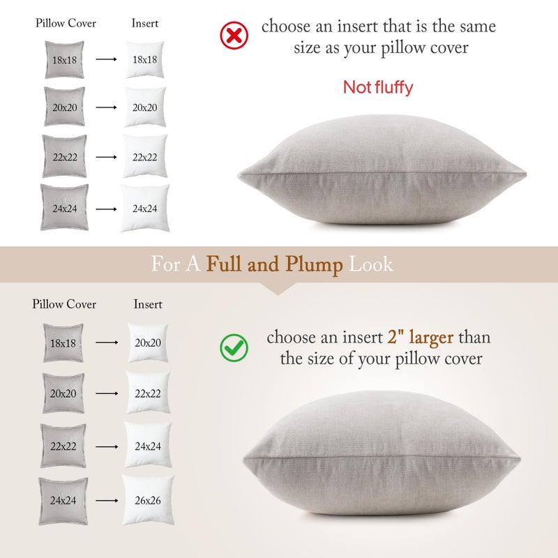 puredownÂ® 18 x 18 Decorative Feather Down Throw Pillow Inserts (Set of 2, White) for Sofa, Couch, Bed, Machine Washable - Image 5