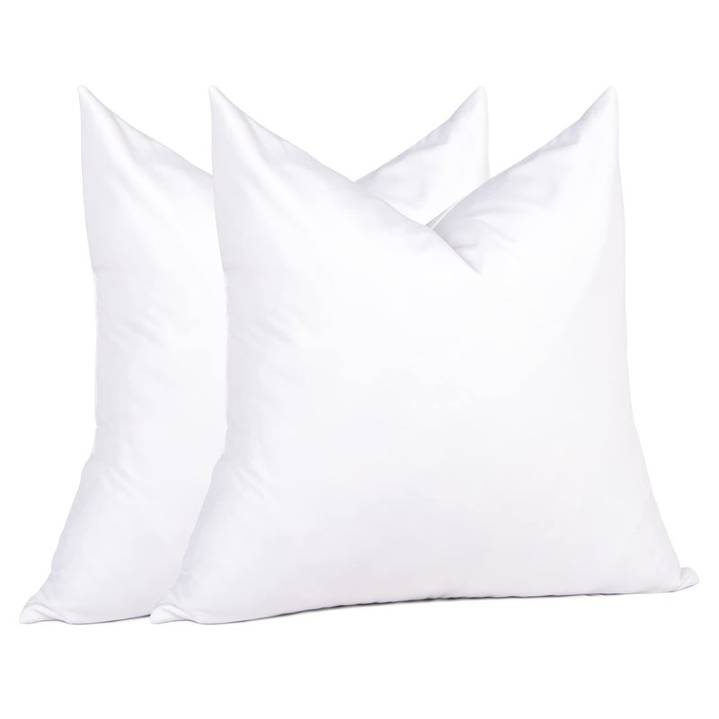 puredownÂ® 18 x 18 Decorative Feather Down Throw Pillow Inserts (Set of 2, White) for Sofa, Couch, Bed, Machine Washable - Image 1
