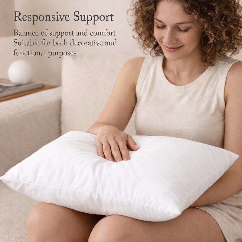 puredownÂ® 18 x 18 Decorative Feather Down Throw Pillow Inserts (Set of 2, White) for Sofa, Couch, Bed, Machine Washable - Image 3