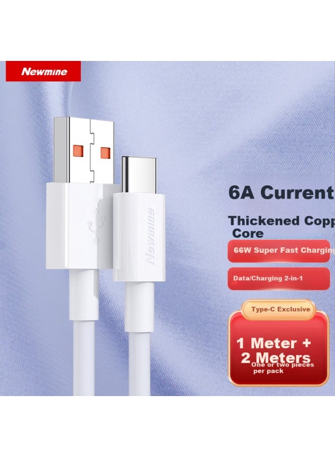 W Type-c Data Cable, 6a/5a Super Fast Charging Cord, Compatible With Huawei, Iphone 15/16 And Others (1m + 2m) Set