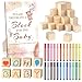 wookidel Baby Shower Games Sign Kit with 50 Blank Wooden Baby Blocks 24 Acrylic Paint Marker and Wooden Sign Blocks for Baby Shower Games Gender Reveals PartyBear - Image 3