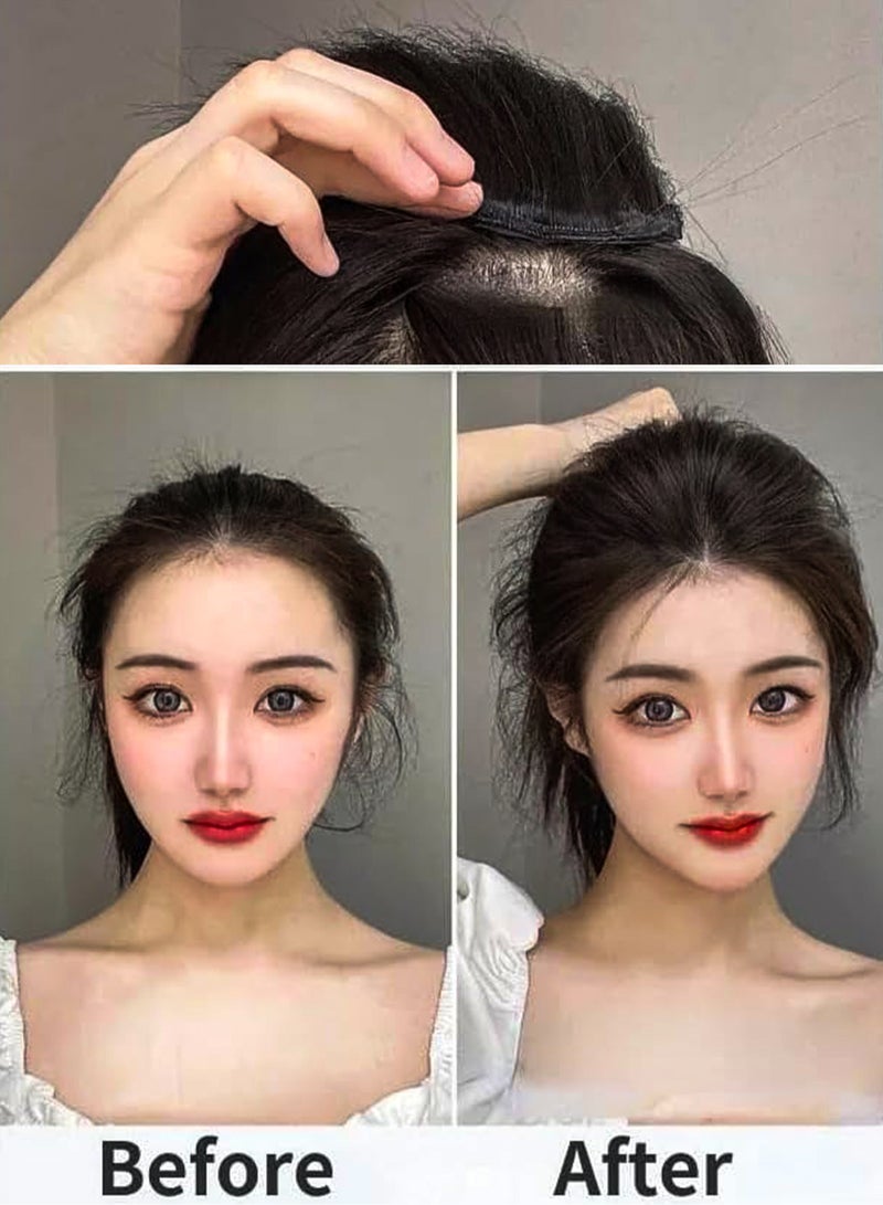 إستيل وصلات شعر زغبية طبيعية غير مرئية، تصميم سلس من الألياف الاصطناعية، ملمس حريري، مشبك لزيادة حجم الشعر بشكل فوري، طول وسمك خالي من المتاعب، مثالي للشعر ذو المظهر الطبيعي باللون البني الداكن - Image 2