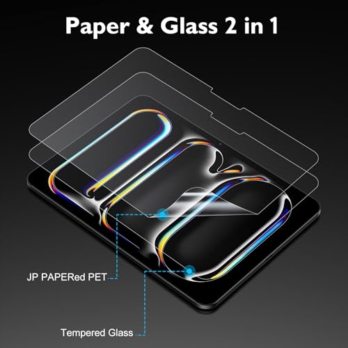 Esanik [2+2 Pack Like Paper Glass Screen Protector for iPad Pro 13 Inch M5/M4 (2025/2024) with Camera Lens Protector & Alignment Frame, 9H Tempered Glass PAPERed Film for Drawing Writing - Image 4