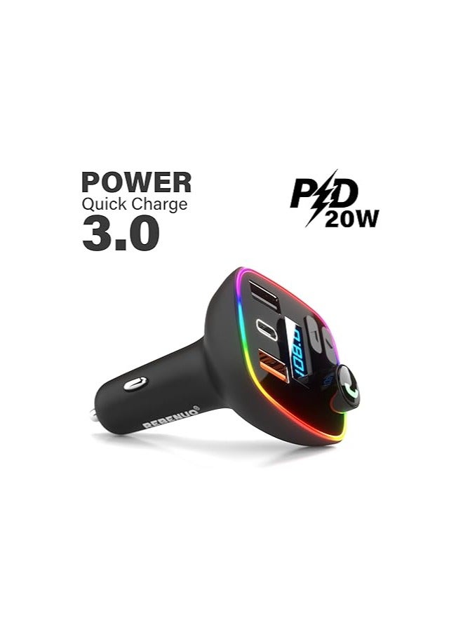 REBENUO RCP75 Car FM Player with 2 Wired Phone Charging Ports with Answer Buttons for Easy Use with Digital Display Bluetooth Connection - Image 2