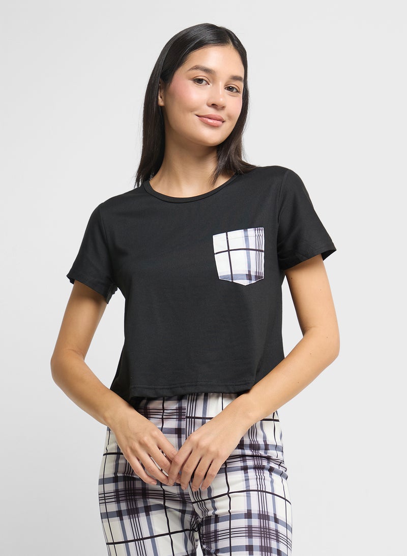 Ginger Checkered T-Shirt & Pyjama Set  - Image 3