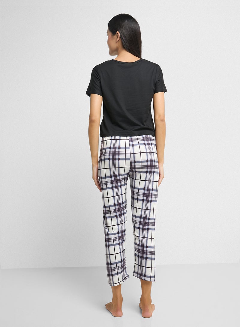 Ginger Checkered T-Shirt & Pyjama Set  - Image 2