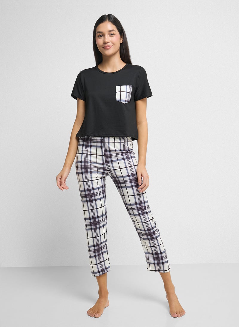 Ginger Checkered T-Shirt & Pyjama Set  - Image 1