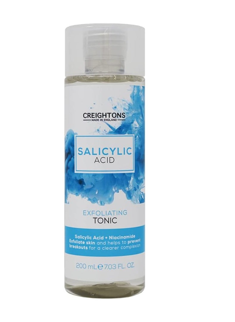 CREIGHTONS - Salicylic Acid Exfoliating Tonic 200ml Reduces Blemishes Uneven Skin Tone and Texture 1 Salicylic Acid and 1percent Niacinamide Dermatologically Tested Vegan and Cruelty Free - Image 1