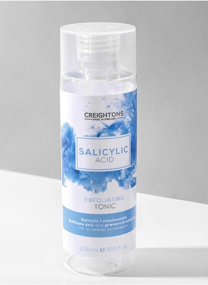 CREIGHTONS - Salicylic Acid Exfoliating Tonic 200ml Reduces Blemishes Uneven Skin Tone and Texture 1 Salicylic Acid and 1percent Niacinamide Dermatologically Tested Vegan and Cruelty Free - Image 1