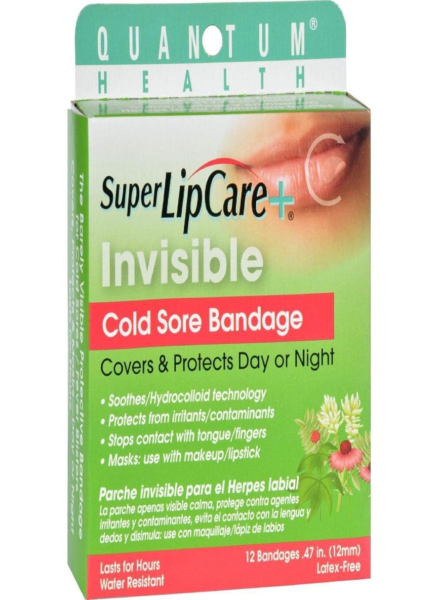 Quantum Quantum Health Super LipCare Invisible Cold SoreFever Blister Bandages  Soothes and Protects Helps Prevent Contamination and Hide Sores 12 Ct  - Image 1
