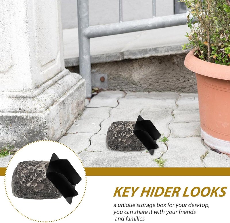 Outdoor Hidden Stone Key Storage Box with Black Base Garden Yard Decorative Key Holder outside Use Waterproof - Image 3