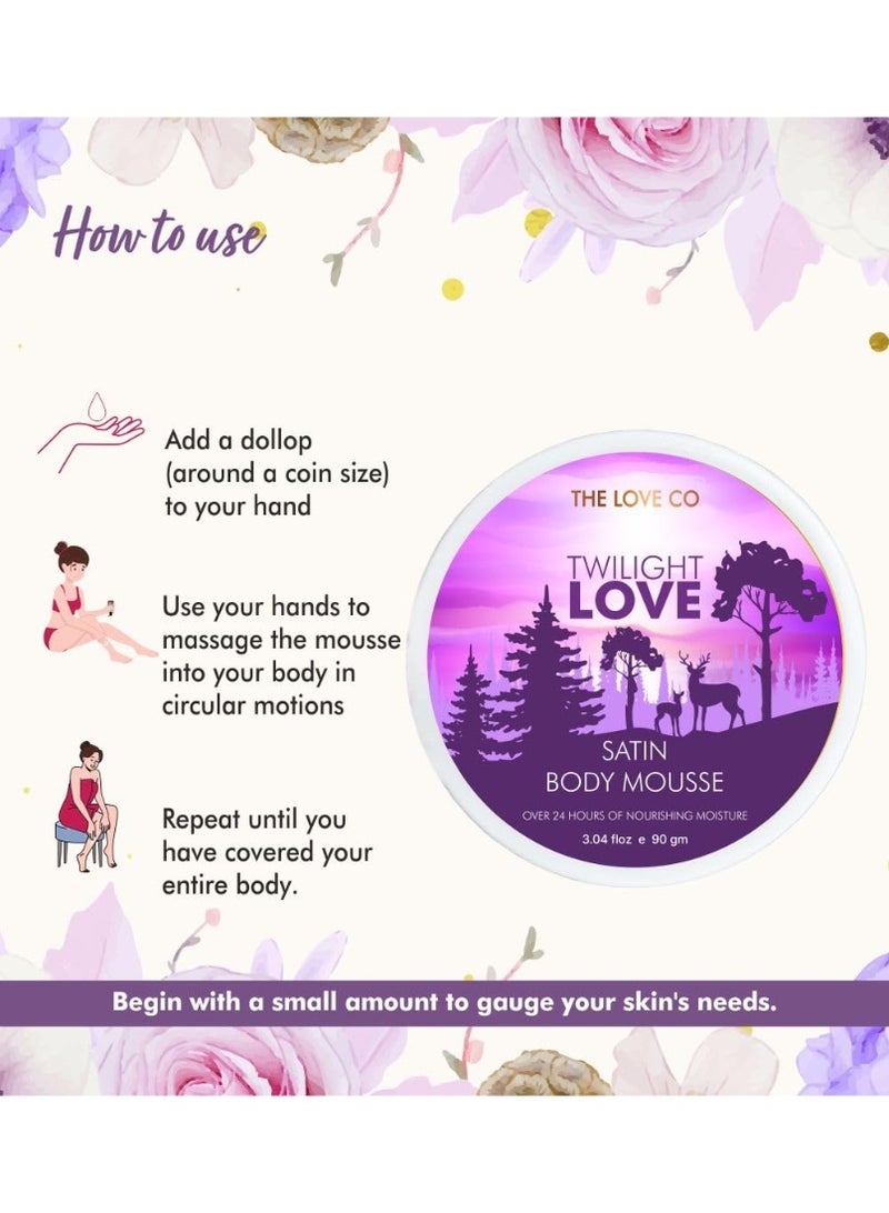 ذا لوف كو. موس الجسم توايلايت لوف 90 جم – ترطيب مكثف لمدة 24 ساعة بزبدة الشيا النقية، كريم مرطب عميق للبشرة الجافة يمنحها النعومة والملمس الحريري - Image 3