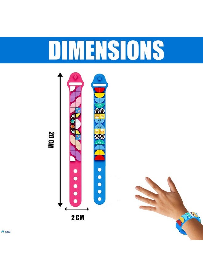 فنبلاست مجموعة أساور خرز معصم للأطفال من فن بلاست - طقم من قطعتين، أدوات يدوية إبداعية لصنع أساور للأطفال، أساور صداقة، أساور سيليكون للأطفال، أساور كهدية عيد ميلاد (فضاء-حيوان) - Image 3