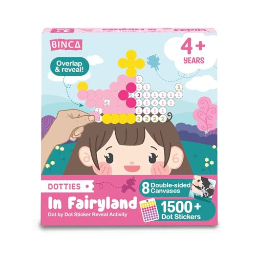 Binca Dotties Dot Art Activity Kit, 1500+ Stickers, 8 Unicorns & Princesses Mess-Free Activities, DIY Dot Sticker Art for Toddlers, Kids Travel Activities, Craft Kits & Gifts for Girls Ages 4,5,6,7 - Image 1