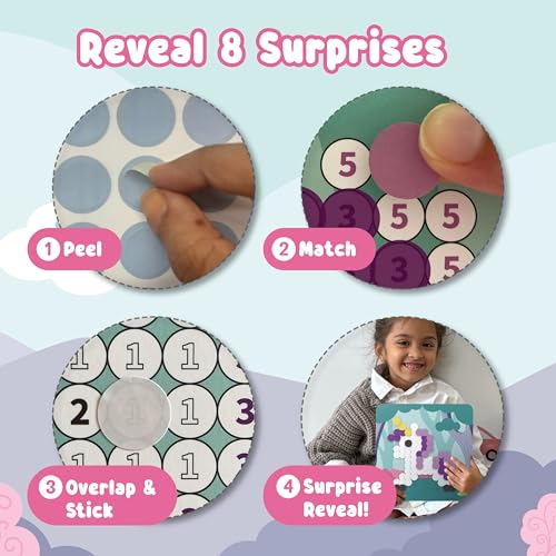 Binca Dotties Dot Art Activity Kit, 1500+ Stickers, 8 Unicorns & Princesses Mess-Free Activities, DIY Dot Sticker Art for Toddlers, Kids Travel Activities, Craft Kits & Gifts for Girls Ages 4,5,6,7 - Image 4