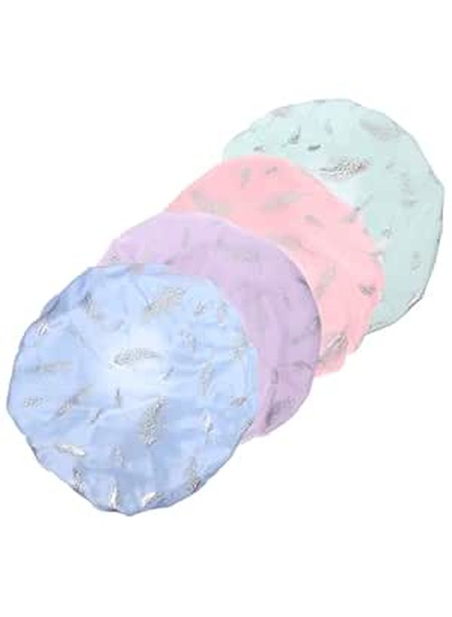 Waterproof Reusable Shower Caps 4pcs Elastic Hair Cap for Women Bathing Salon Home - Image 1