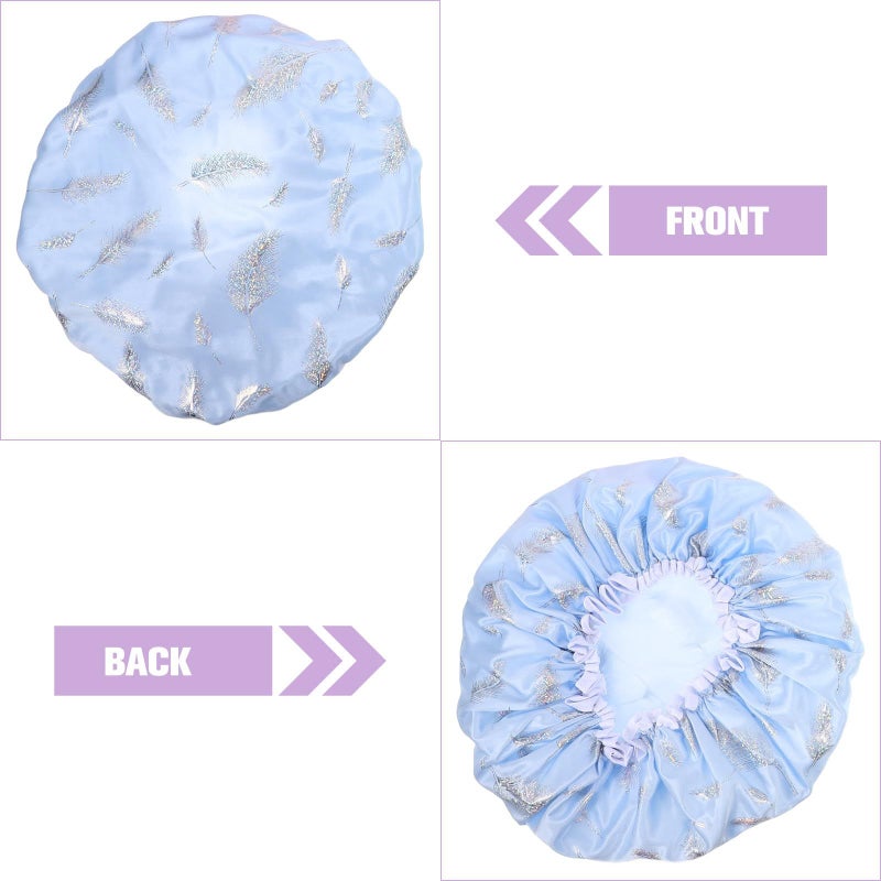 Waterproof Reusable Shower Caps 4pcs Elastic Hair Cap for Women Bathing Salon Home - Image 4