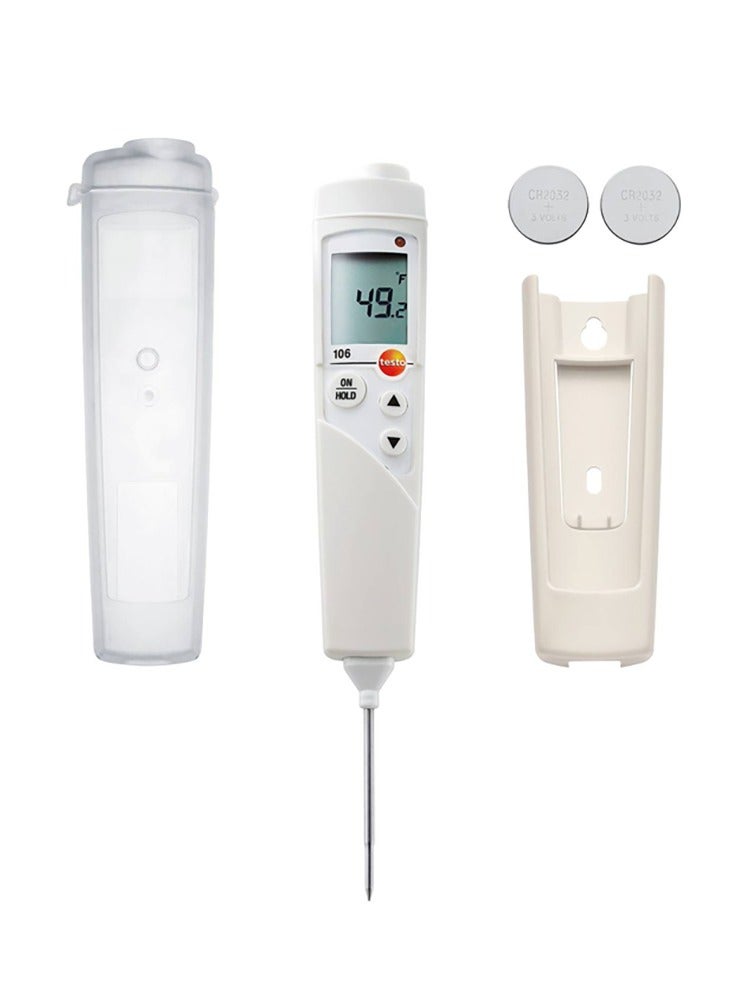 Testo 106 Food Thermometer Kit (0563 1063) – Waterproof Penetration Meter with TopSafe Case & Mounting Clip