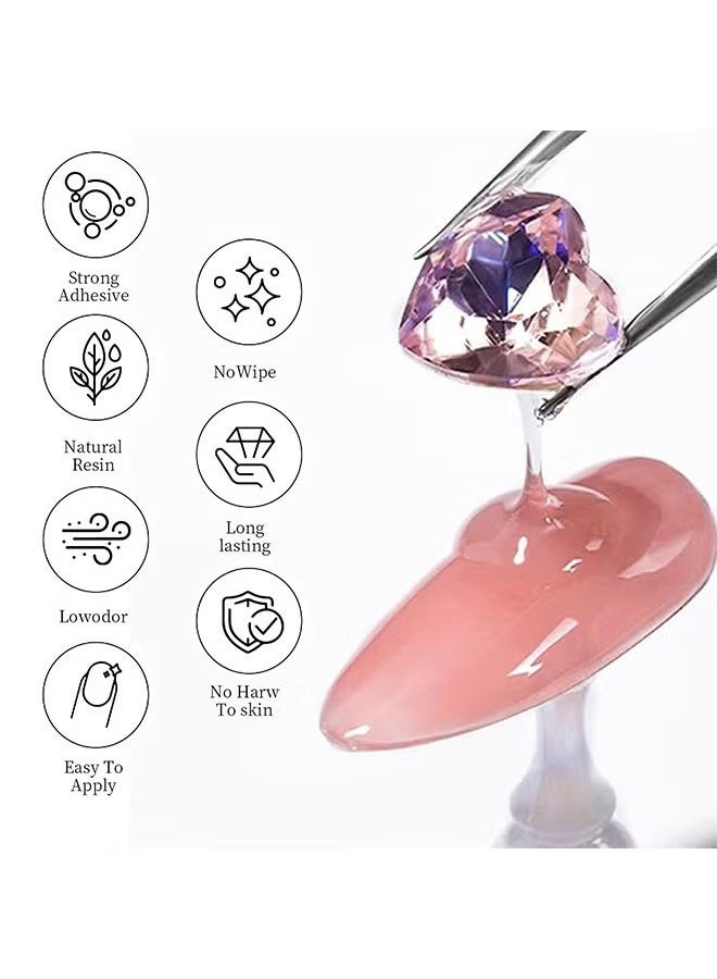 اتش واي حجر الراين الغراء ، مسمار حجر الراين الغراء للأظافر ، جل مسمار الغراء لأحجار الراين للأظافر سوبر قوي بلينغ جل للأظافر جوهرة مسمار فن الجواهر بلورات الأظافر الخرز الماس 3D 30ML - Image 3