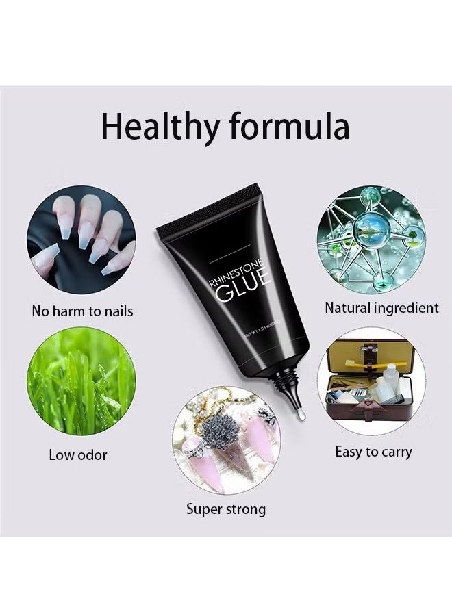 اتش واي حجر الراين الغراء ، مسمار حجر الراين الغراء للأظافر ، جل مسمار الغراء لأحجار الراين للأظافر سوبر قوي بلينغ جل للأظافر جوهرة مسمار فن الجواهر بلورات الأظافر الخرز الماس 3D 30ML - Image 2