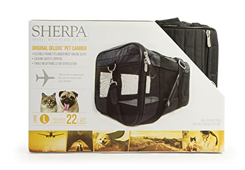 Sherpa Original Deluxe Travel Pet Carrier Airline Approved Black Large
