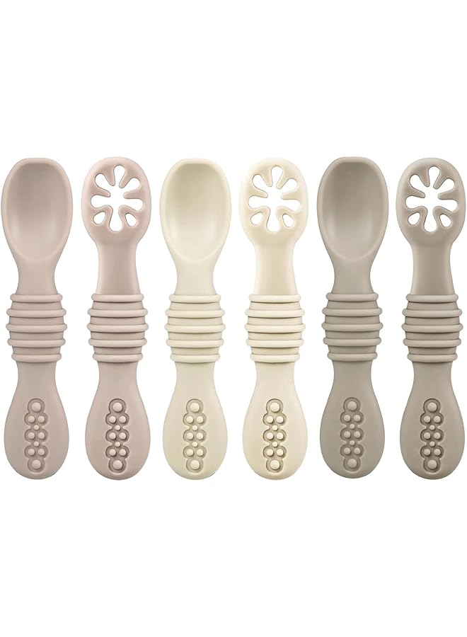 PandaEar Silicone Baby Spoons Self Feeding 6 Months6 Pack Baby Feeding SpoonsToddler Infant Baby Led Weaning SpoonKid Spoons Ustensile BebeBpa Free - Image 1