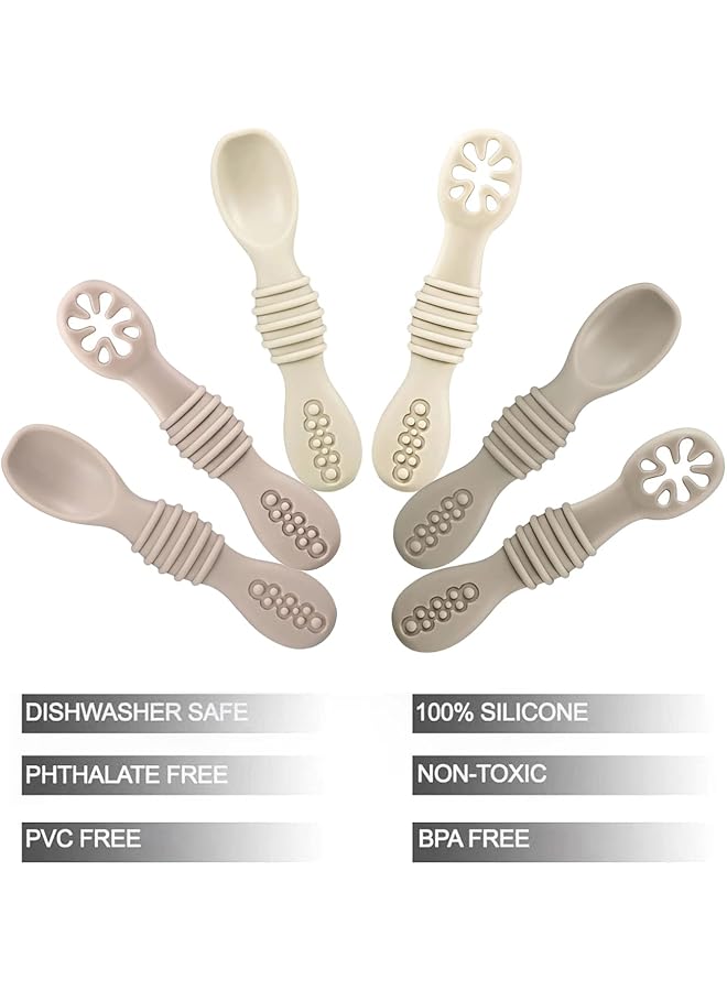 PandaEar Silicone Baby Spoons Self Feeding 6 Months6 Pack Baby Feeding SpoonsToddler Infant Baby Led Weaning SpoonKid Spoons Ustensile BebeBpa Free - Image 2