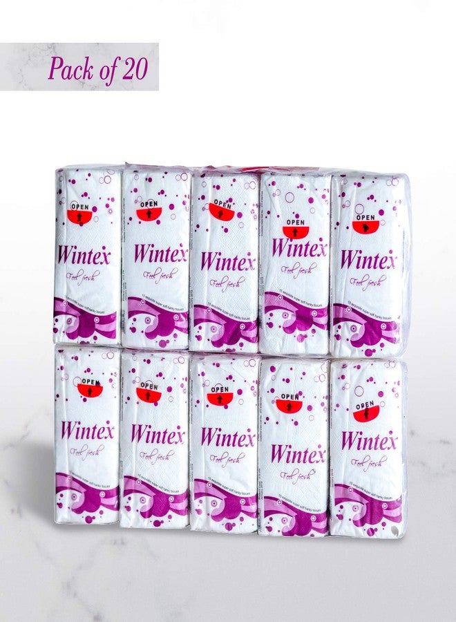 Wintex Pocket Handkerchief Small 2 Ply Facial Tissue Paper Pack (2 Packs of 10 Packets Each, 15 Pulls/30 Sheets in Each Packet) - Image 2