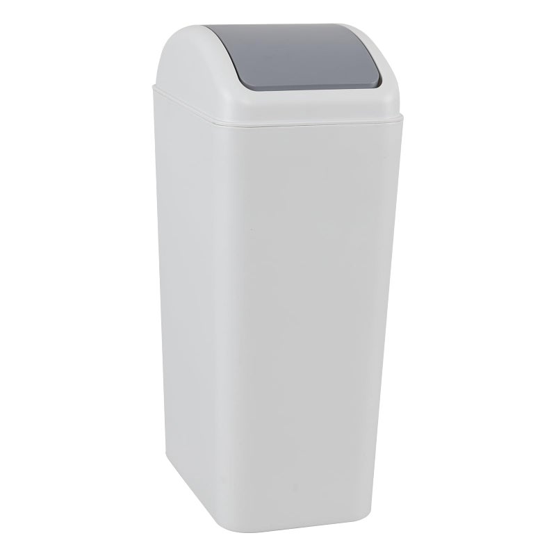 Cand 12 L Slim Trash Bin with Swing Lid, 3.5 Gallon Plastic Garbage Can, Gray - Image 1