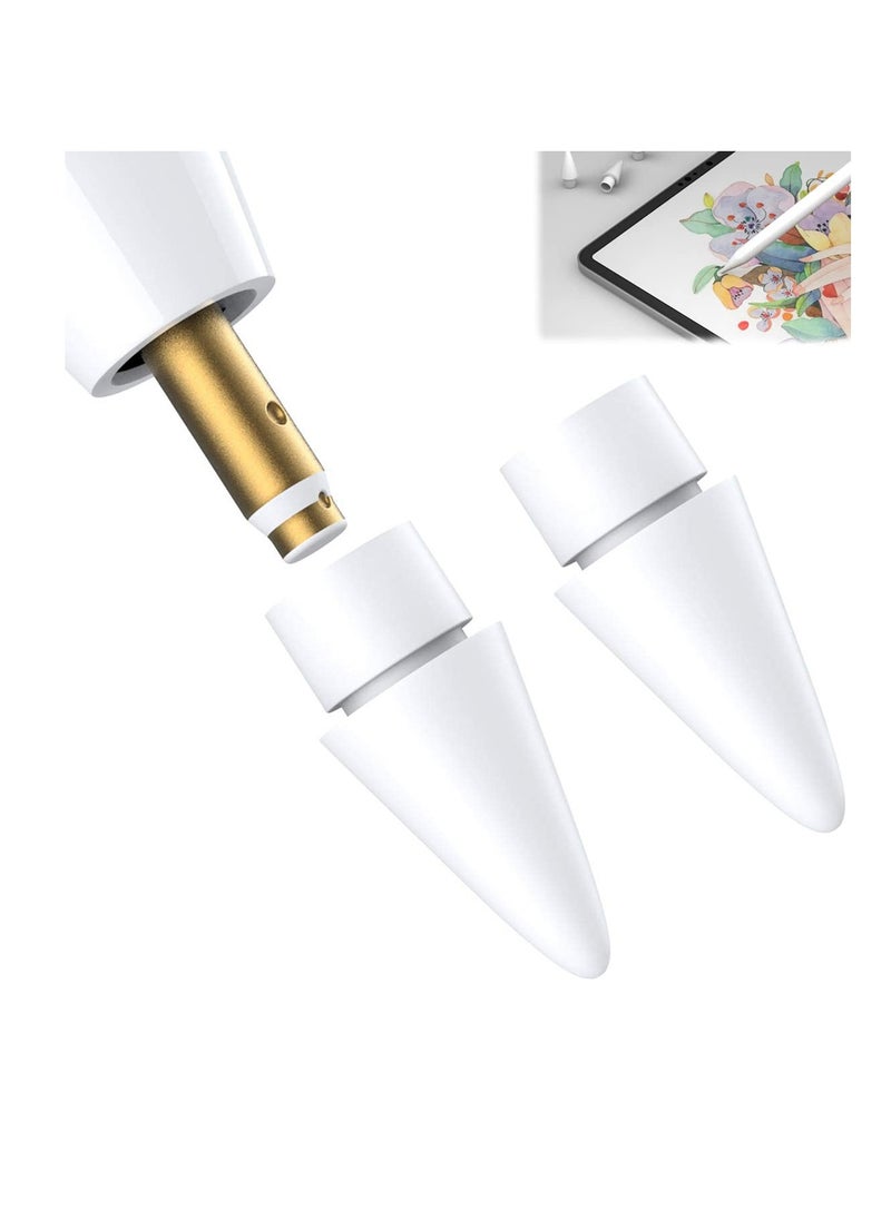 KASTWAVE - أطراف قلم متوافقة مع قلم Apple iPad Pro iPencil Nibs بديلة من الجيل الأول من الجيل الثاني، حساسية عالية ودعم التشغيل الحساس للضغط، عبوة من قطعتين - Image 1