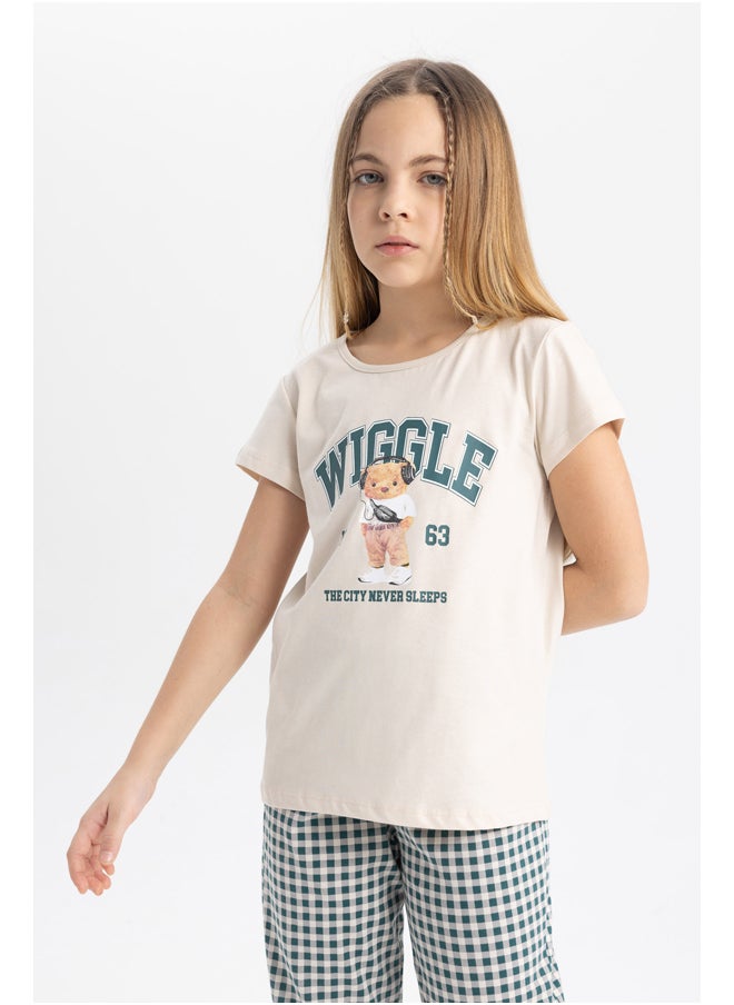DeFacto - Girl Regular Fit Short Sleeve Knitted Pyjamas - 2 Pieces - Image 1