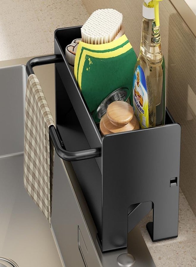 PRAMANTA Metal Sponge Holder with Drain Tray – Kitchen Sink Caddy Organizer for Sponge, Brush, Soap Dish, and Dishcloth (1Pcs) - Image 3