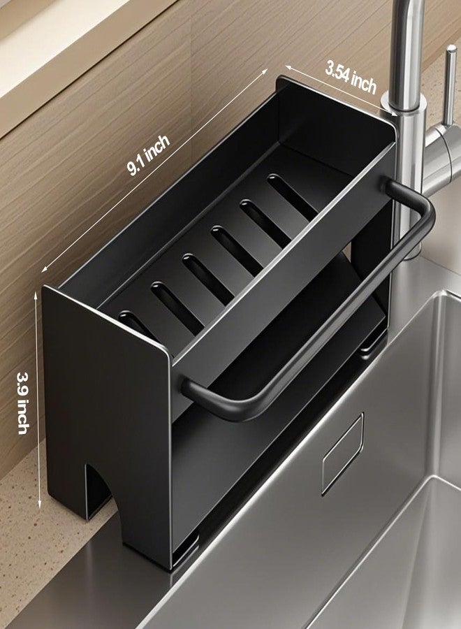 PRAMANTA Metal Sponge Holder with Drain Tray – Kitchen Sink Caddy Organizer for Sponge, Brush, Soap Dish, and Dishcloth (1Pcs) - Image 2