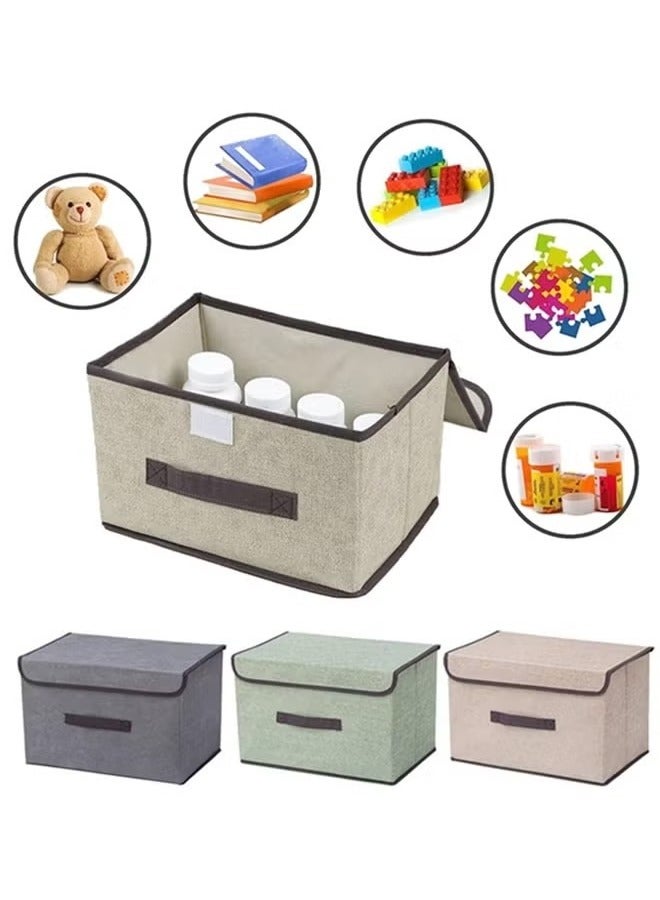 Neox 3Pcs Storage Bins with Lids, Foldable Colorful Fabric Storage Cubes,Decorative Storage Boxes,Storage Box Collapsible Storage Bins Organization and Storage,for Home Bedroom Closet Office，36*24*23cm  - Image 2