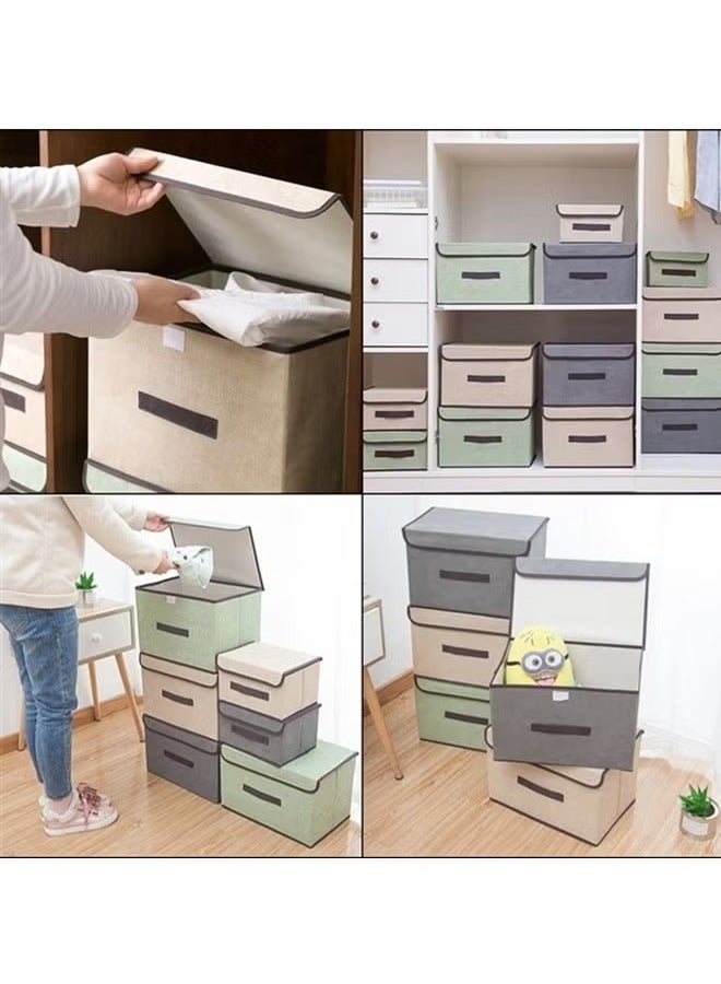 Neox 3Pcs Storage Bins with Lids, Foldable Colorful Fabric Storage Cubes,Decorative Storage Boxes,Storage Box Collapsible Storage Bins Organization and Storage,for Home Bedroom Closet Office，36*24*23cm  - Image 3