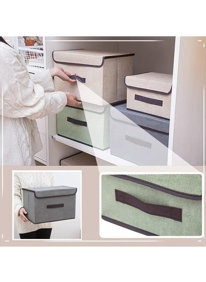 Neox 3Pcs Storage Bins with Lids, Foldable Colorful Fabric Storage Cubes,Decorative Storage Boxes,Storage Box Collapsible Storage Bins Organization and Storage,for Home Bedroom Closet Office，36*24*23cm  - Image 4